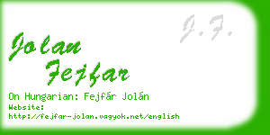 jolan fejfar business card